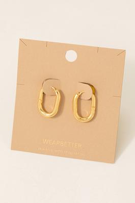 Metallic Oval Hoop Earrings