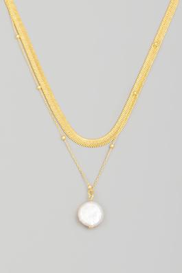 Pearl Coin Pendant Chain Necklace