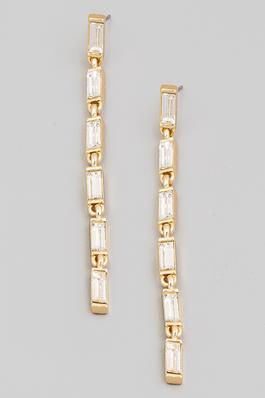 Baguette Rhinestone Chain Dangle Earrings