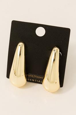Gold Dipped Long Oval Drop Earrings