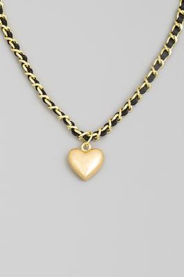 Metallic Heart Pendant Chain Necklace