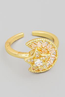 Crescent And Star Spinning Band Ring