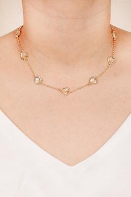 Mother Of Pearl Heart Station Necklace