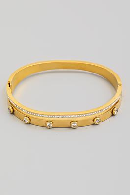 Stainless Steel Rhinestone Studded Bracelet