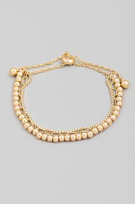 Dainty Metallic Bead Chains Bracelet