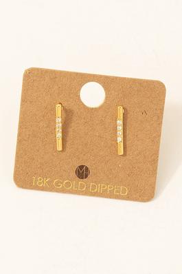 Gold Dipped Studded Bar Stud Earrings