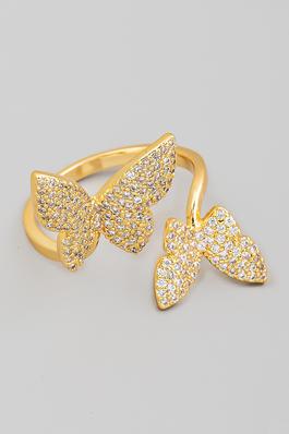 Pave Butterfly Metallic Band Ring