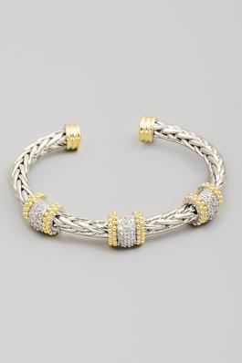 Pave Cubic Zirconia Charms Cuff Bracelet