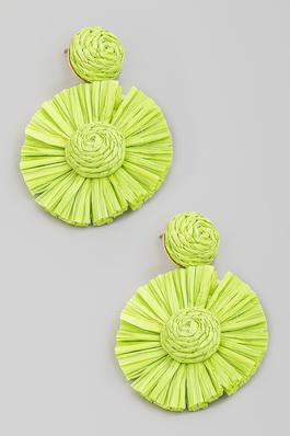 Paper Disc And Braided Stud Dangle Earrings