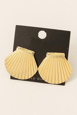 Gold Dipped Seashell Shield Earrings