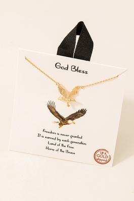 Gold Dipped Bald Eagle Pendant Necklace