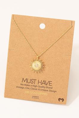 Circle Sun Shine Ray Pendant Necklace