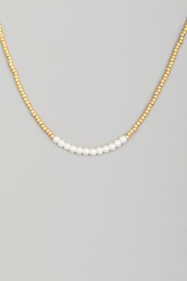 Gold Dipped And Pearl Beaded Necklace