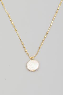 Gold Dipped Dainty Chain Pearl Pendant Necklace