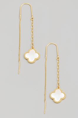 Pearl Clover Chain Dangle Earrings
