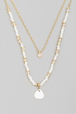 Seashell Charm Layered Beaded Necklace