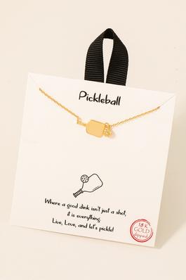 Gold Dipped Pickleball Pendant Necklace