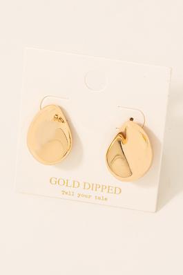 Gold Dipped Squished Tear Stud Earrings