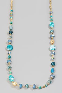 Mixed Beaded Long Chain Necklace