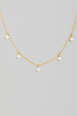 Pave Clover Charms Chain Necklace