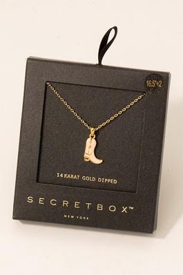 Secret Box Cowboy Boot Charm Necklace