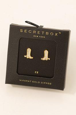 Secret Box Studded Cowboy Boot Earrings