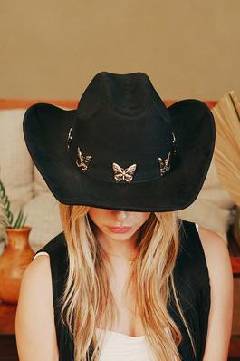 Metallic Butterfly Charms Soft Cowboy Hat