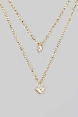 Cz Charms Layered Chains Necklace