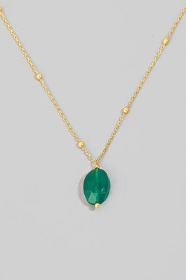 Oval Gemstone Pendant Necklace