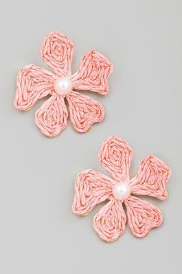 Straw Flower Post Earrings