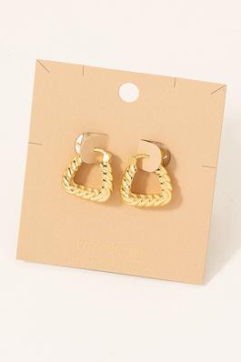 Metallic Croissant Square Hoop Earrings