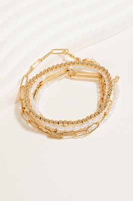 Assorted Pearl Bead Chain Bracelet Set