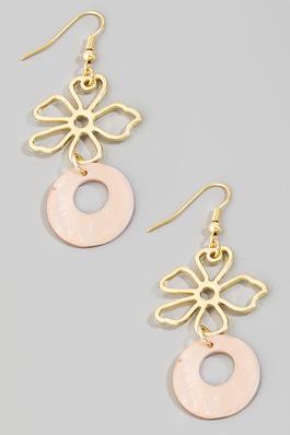 Circle Flower Drop Earrings