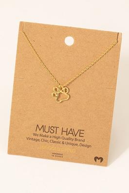 Gold Dipped Wire Paw Pendant Necklace