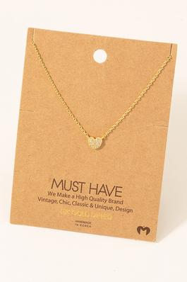 Gold Dipped Pave Mini Heart Pendant Necklace