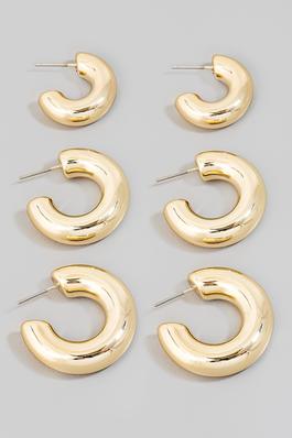 Assorted Tube Hoop Earrings Set