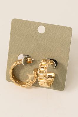 Solid Metallic Watch Chain Hoop Earrings