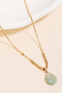 Stone Tear Pendant Chain Necklace