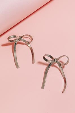 Herringbone Chain Ribbon Bow Earrings
