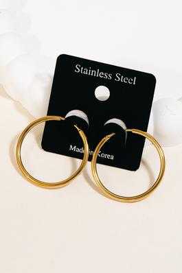 Stainless Steel Thin Tube Hoop Earrings