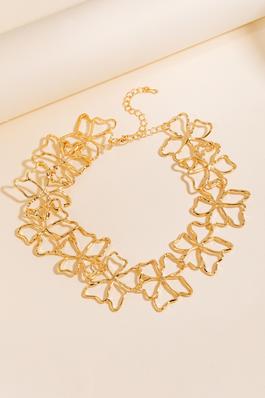 Metallic Wire Flower Chain Necklace