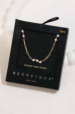 Secret Box Gold Dipped Pearl Beads Chain Necklace