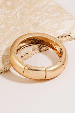 Worn Metallic Elastic Bangle Bracelet