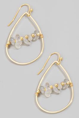 Pebble Stone Beads Tear Dangle Earrings