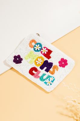 Cool Moms Club Seed Beaded Coin Purse