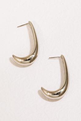 Long Metallic J Hoop Earrings