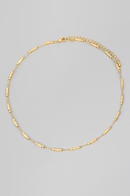 Metallic Bar Beaded Chain Necklace