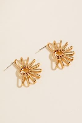 Metallic Wire Flower Hoop Earrings