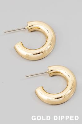 Gold Dipped Thick Tube Hoop Earrings