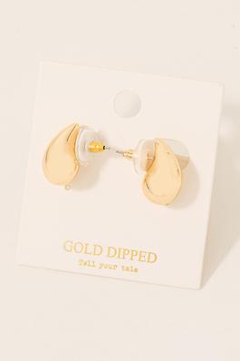 Gold Dipped Tear Stud Earrings